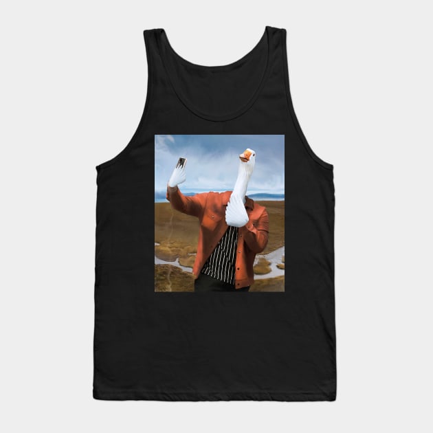 Human Duck Taking A Selfie Oil Painting Tank Top by Mrkedi